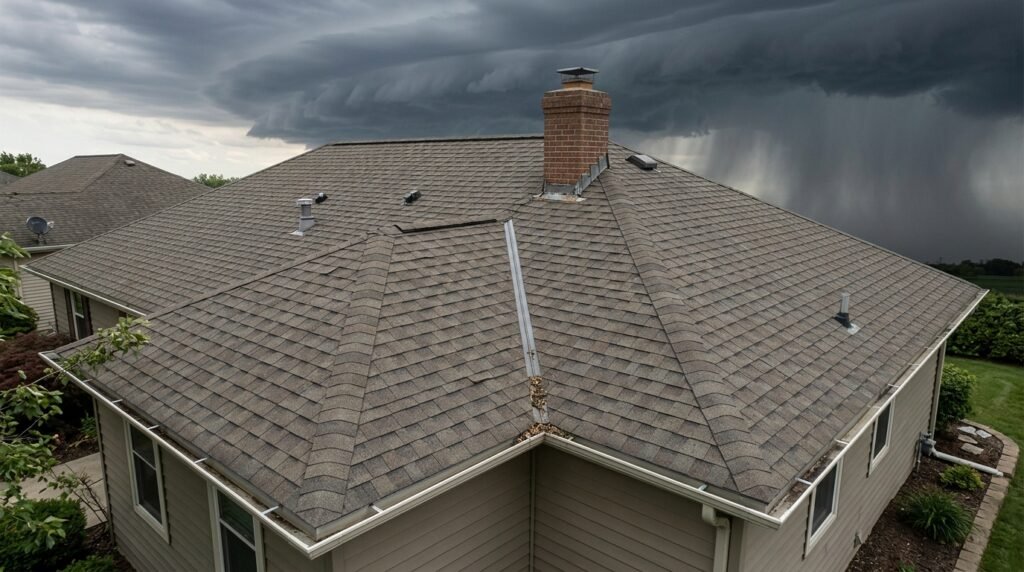 House roof before a storm